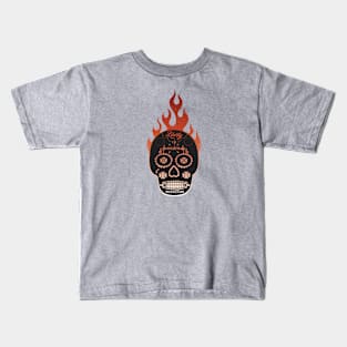 Flaming Skull Illustration Kids T-Shirt